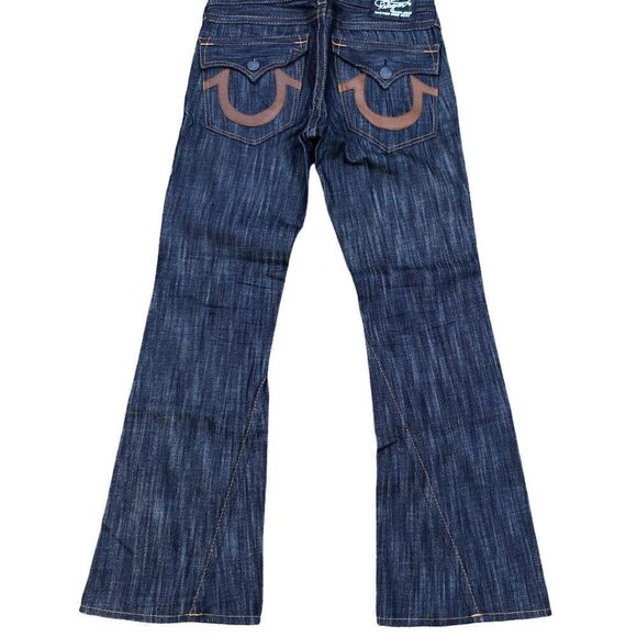 True Religion Jeans Size 33 Leather Horseshoe Blue - Picture 3 of 8